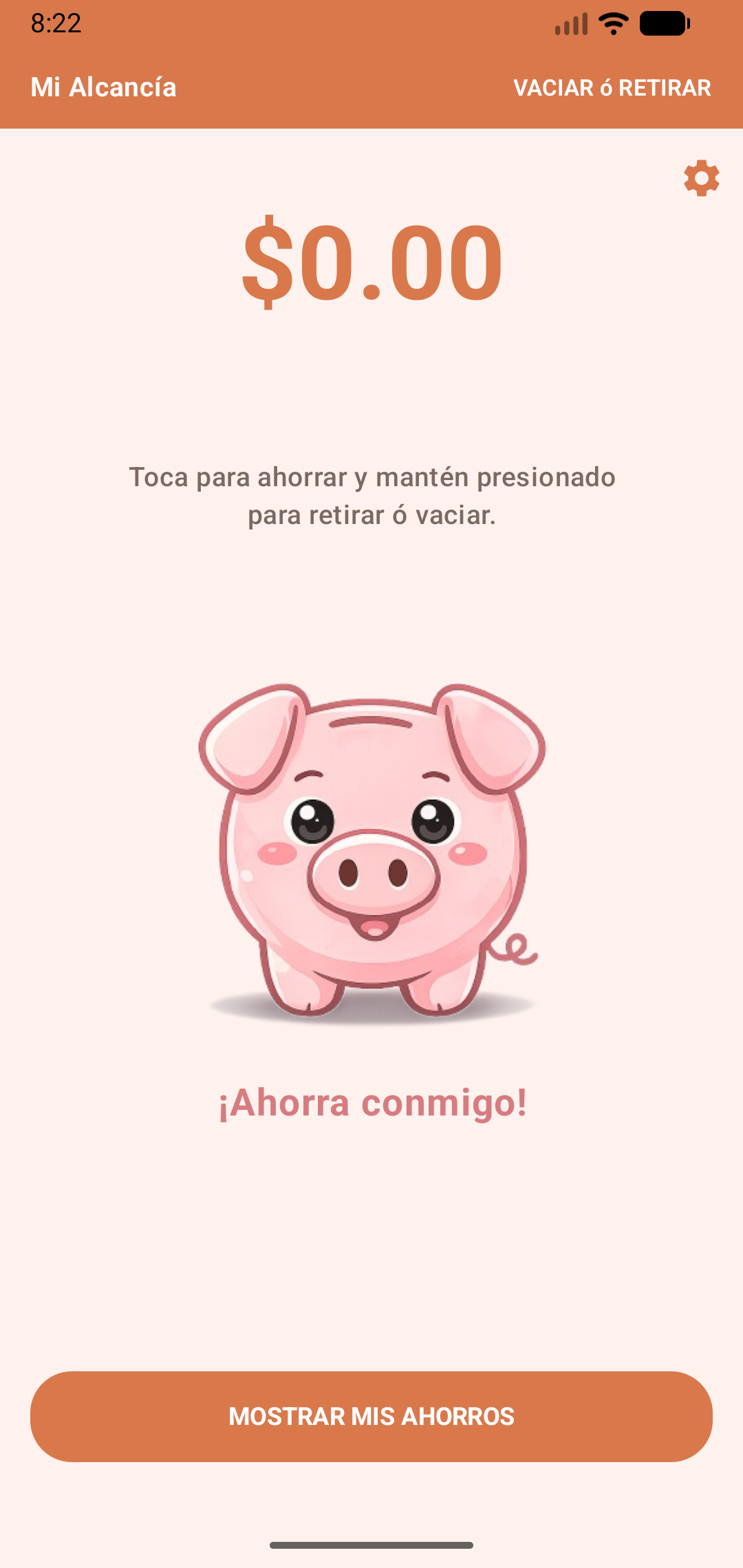 Pantalla principal de Mi Alcancía en modo claro