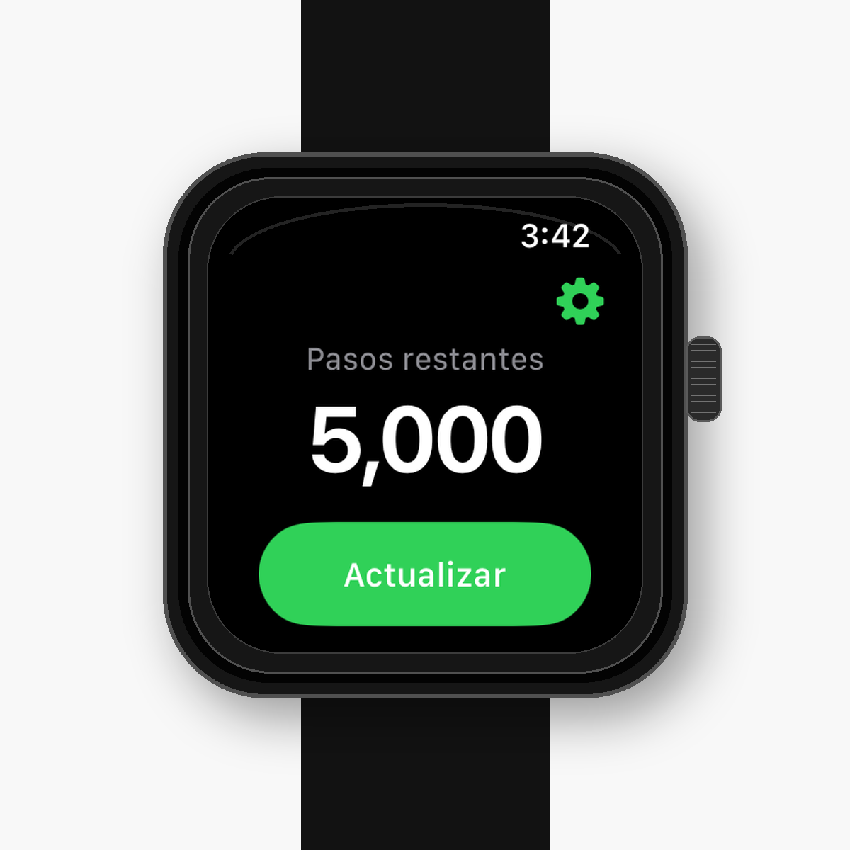Pantalla principal de StepsLeft en Apple Watch