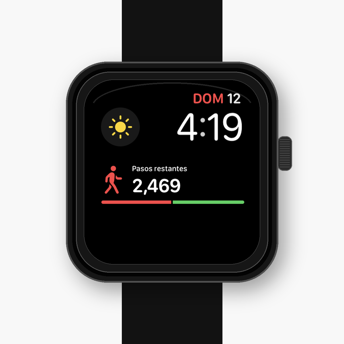 Complicación rectangular de StepsLeft en Apple Watch